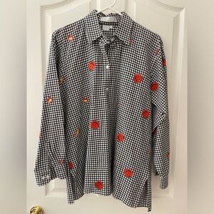 Vintage Casey Coleman Embroidered Halloween Gingham Long Sleeve Button Down